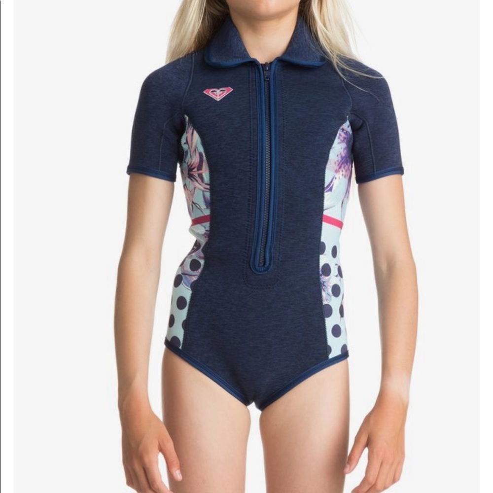 Girl Pop Surf Short Sleeve Front Zip Spring Suit